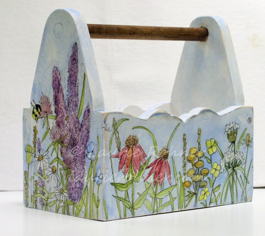 hand painted wood tote