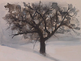 Winter Tree watercolor by laurierohner.com