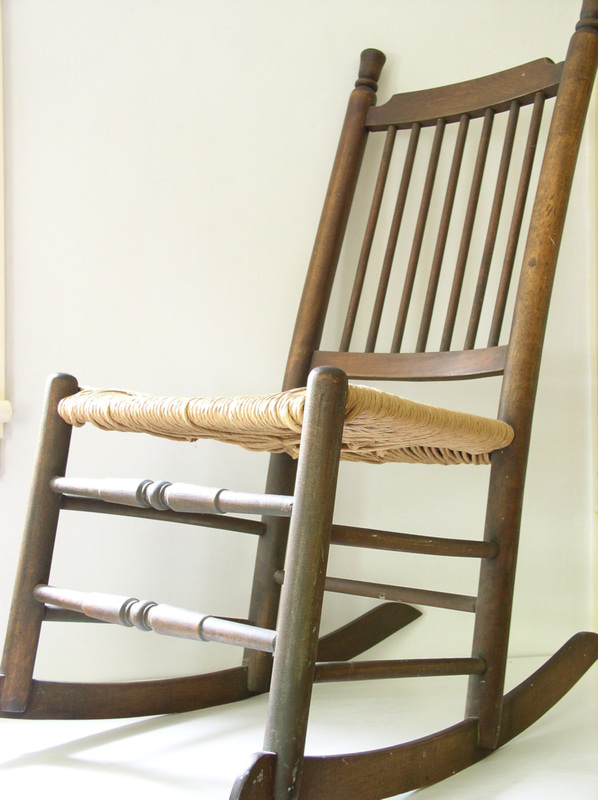vintage rocker with rushed seat