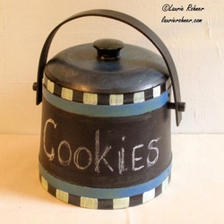Painted Vintage Wood Canister