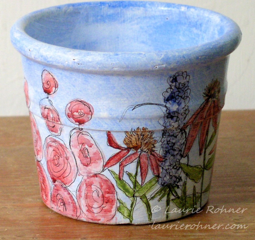 hand painted flower pot