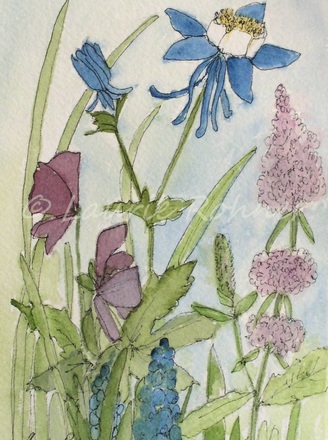 Original watercolor miniature art card