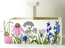 Painted Planter Tote Garden Flowers 