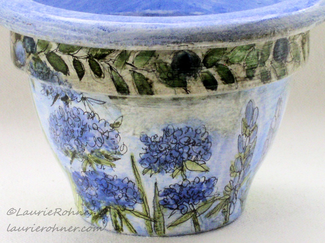 hand painted clay pot