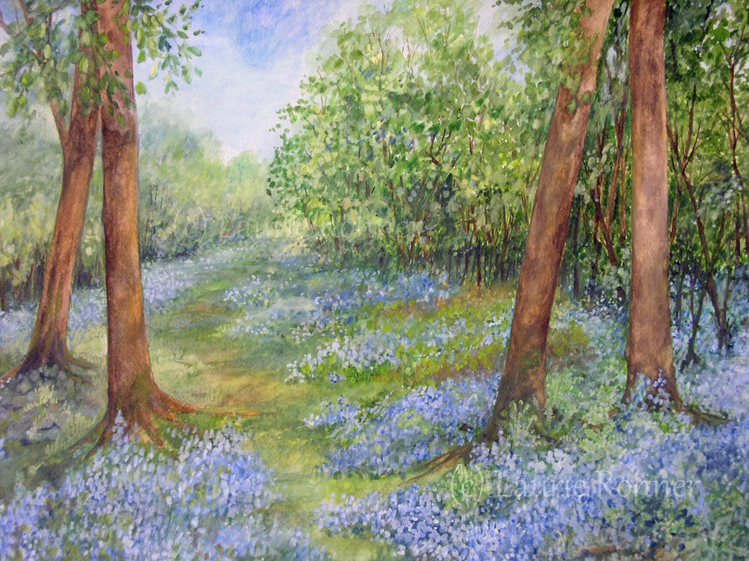 Bluebells Woodland Watercolor