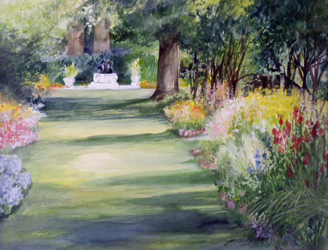 Garden Landscape Watercolor by Laurie Rohner