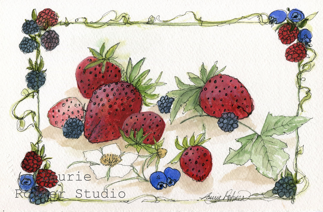 strawberries watercolor